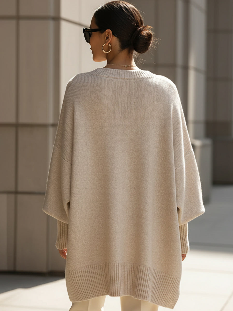 Jenia | Pull Surdimensionné, Drapé, avec Décolleté Large