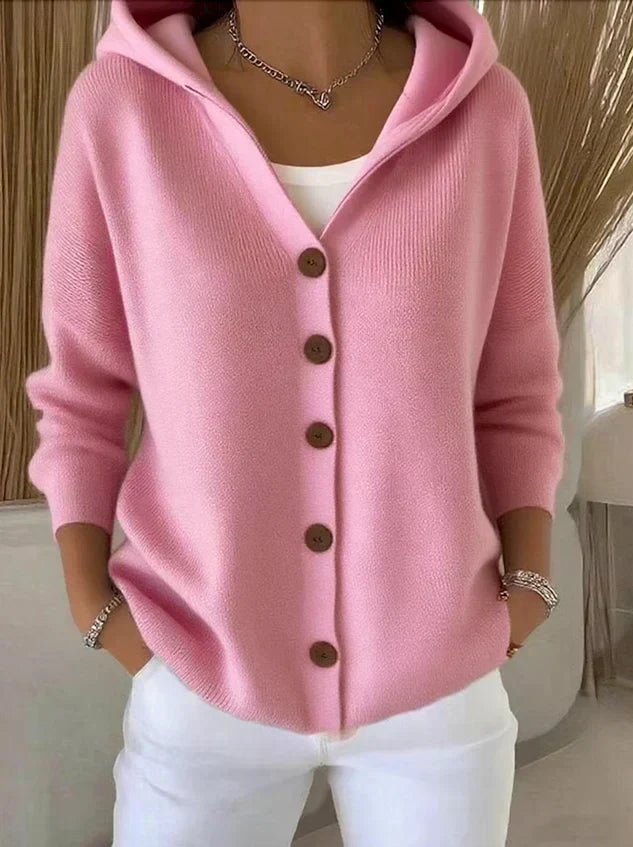 Darienne | Cardigan tricoté avec capuche et boutons