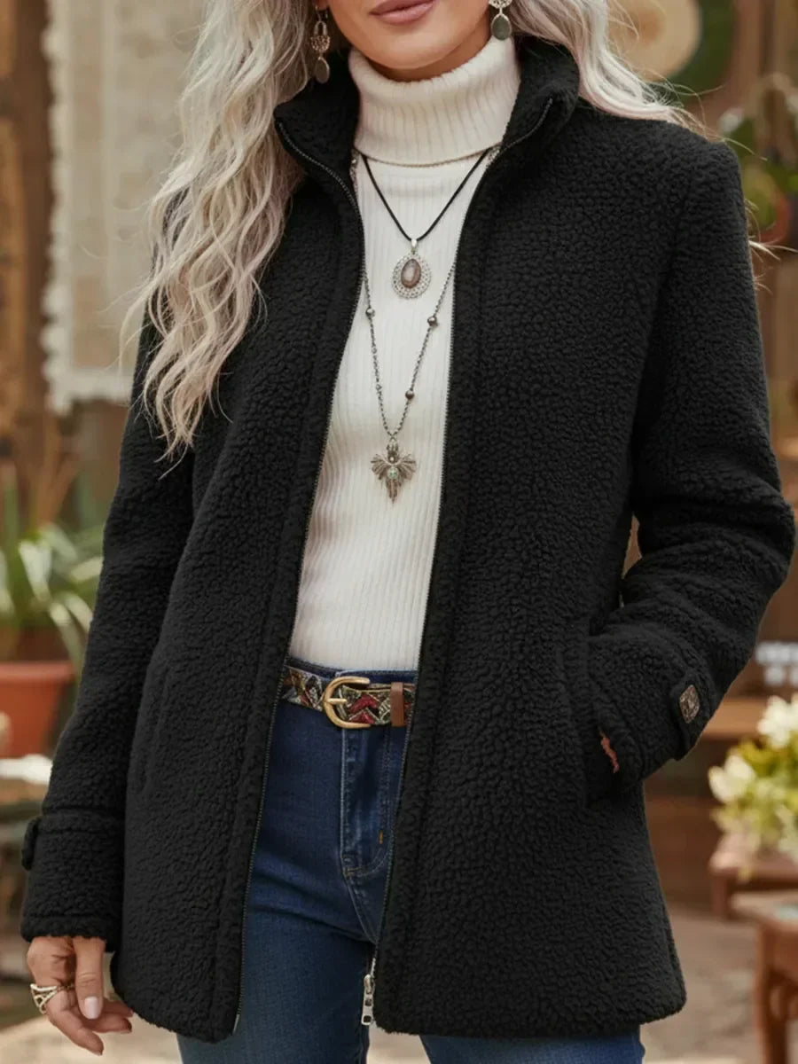 Vanessa | Veste en polaire Sherpa pleine zip douillette