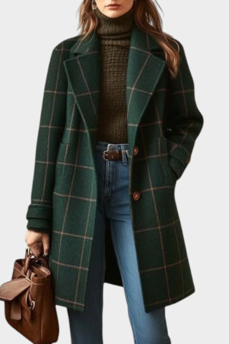 Adriana | Manteau Classique d'Automne à Carreaux