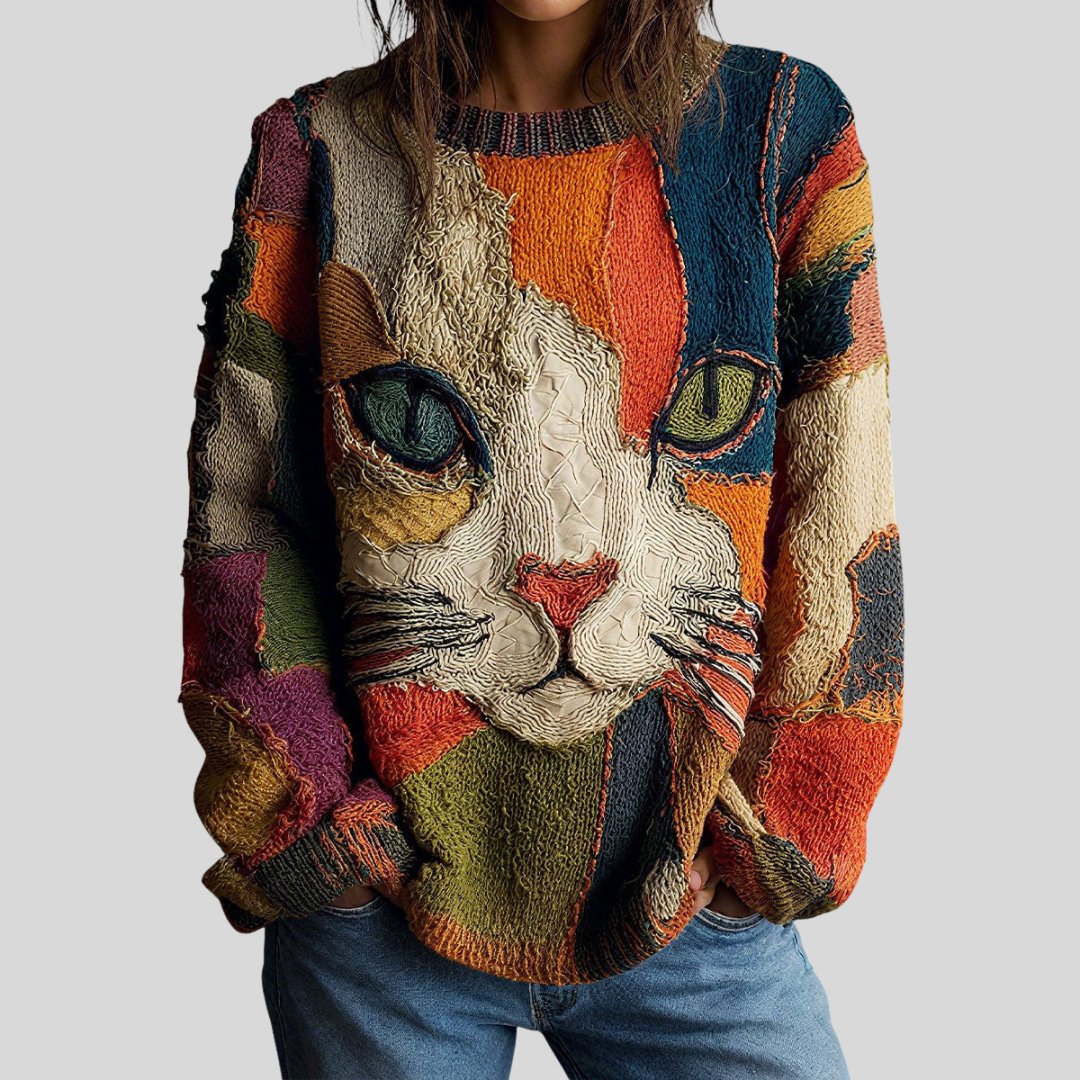 Zaira | Haut Artistique avec Motif de Chat